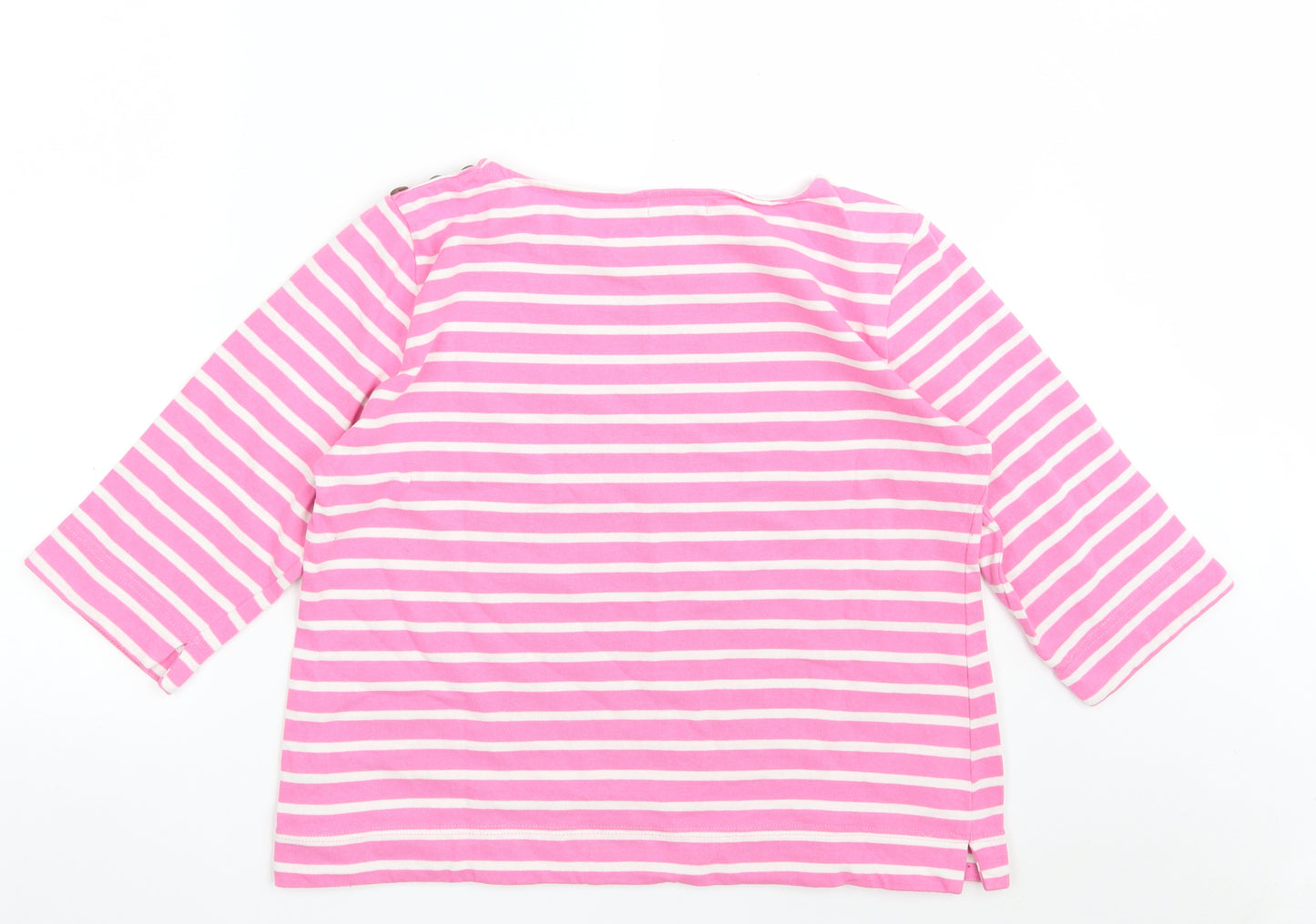 FIRST AVENUE Womens Pink Striped 100% Cotton Pullover Sweatshirt Size M  Button - Cropped