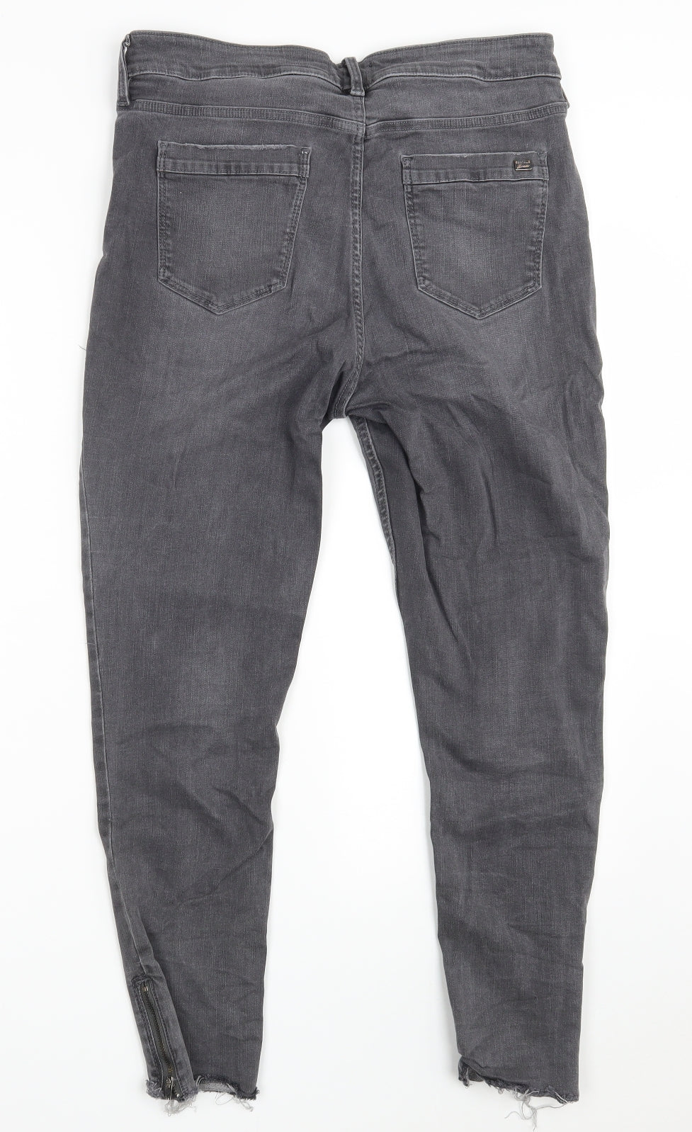 F&F Womens Grey  Cotton Skinny Jeans Size 12 L25 in Regular Zip