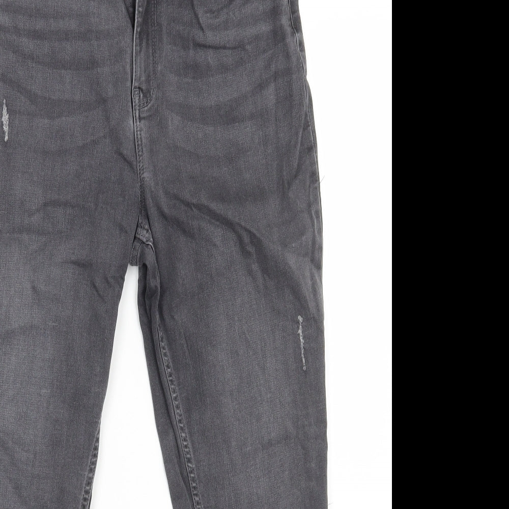 F&F Womens Grey  Cotton Skinny Jeans Size 12 L25 in Regular Zip