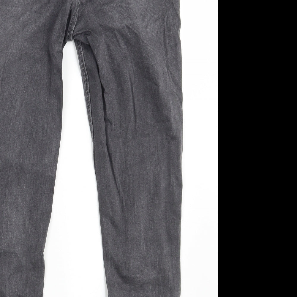 F&F Womens Grey  Cotton Skinny Jeans Size 12 L25 in Regular Zip