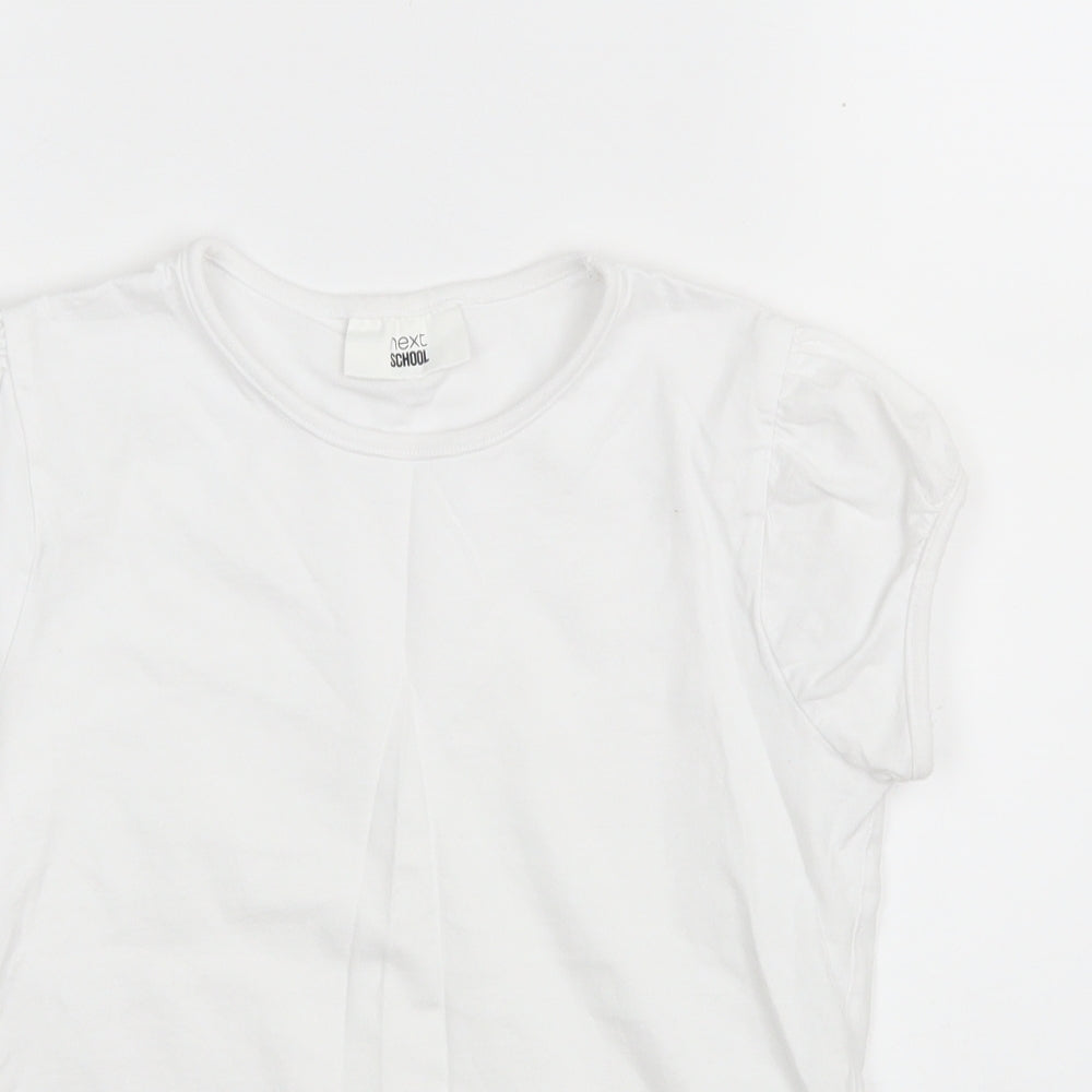 NEXT Girls White  100% Cotton Pullover T-Shirt Size 11 Years Crew Neck