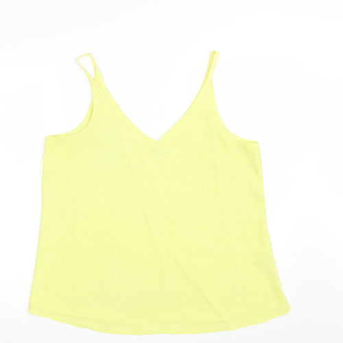 F&F Womens Yellow  Polyester Basic Blouse Size 14 V-Neck