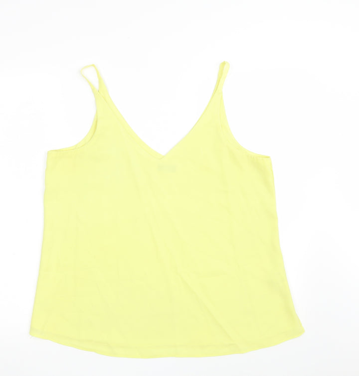 F&F Womens Yellow Polyester Basic Blouse Size 14 V-Neck