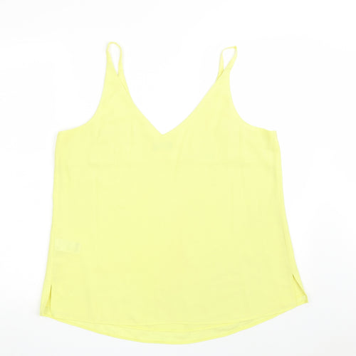 F&F Womens Yellow  Polyester Basic Blouse Size 14 V-Neck