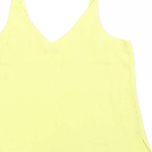 F&F Womens Yellow  Polyester Basic Blouse Size 14 V-Neck
