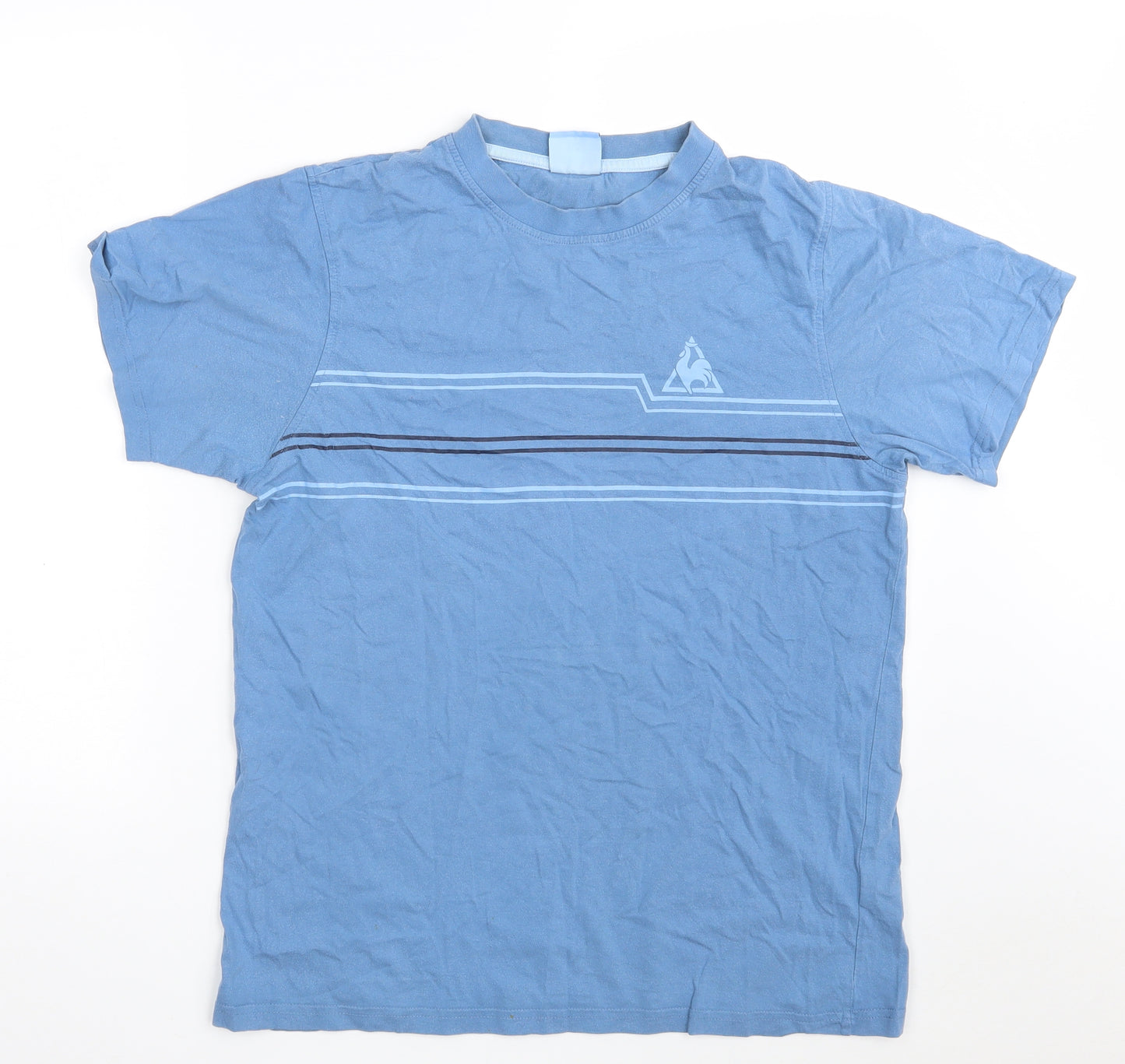 le coq sportif Mens Blue Striped Cotton  T-Shirt Size M Crew Neck
