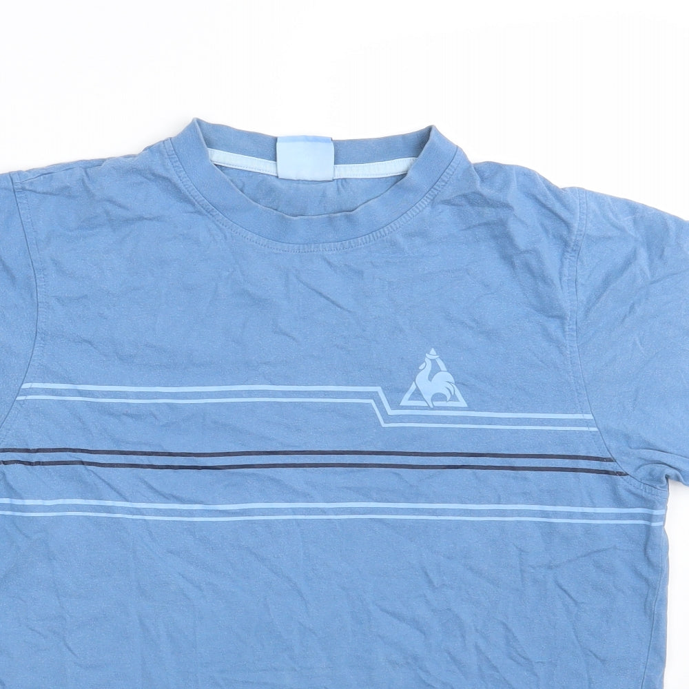 le coq sportif Mens Blue Striped Cotton  T-Shirt Size M Crew Neck