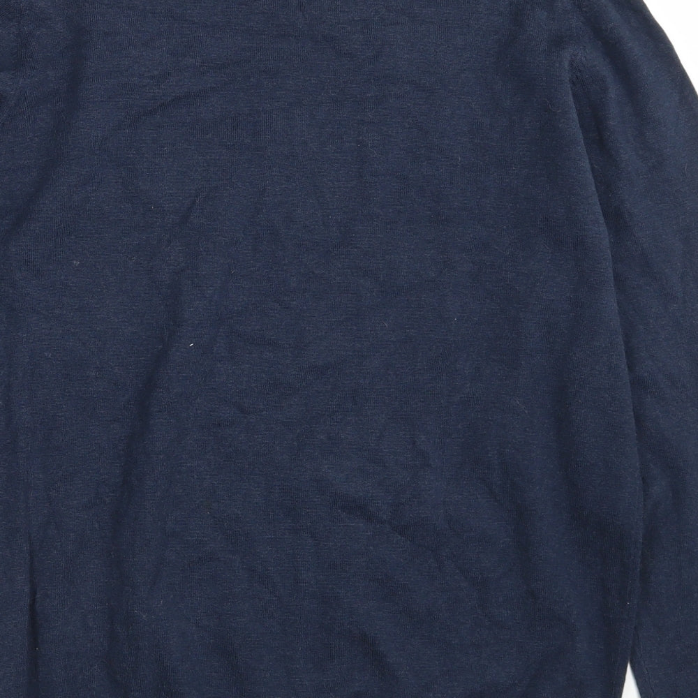 JACK & JONES Mens Blue V-Neck  Acrylic Pullover Jumper Size M   - Tailored Fit