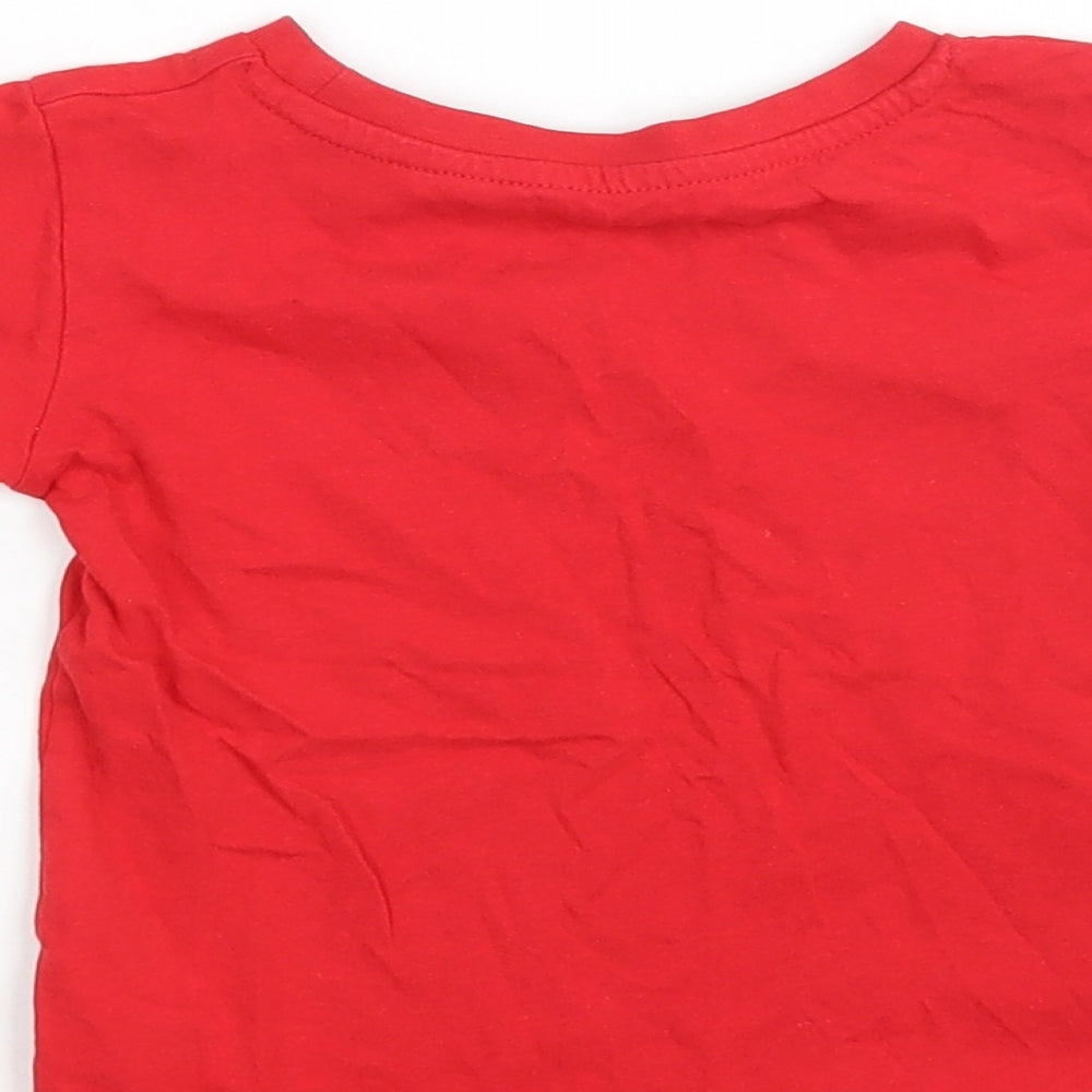 Dunnes Stores Boys Red  100% Cotton Pullover T-Shirt Size 18-24 Months Crew Neck  - Dinos are my Favourite