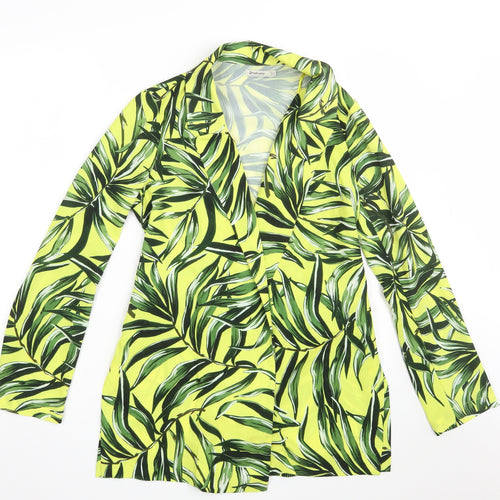 Stradivarius Womens Yellow Floral Polyester Jacket Dress  Size M  V-Neck