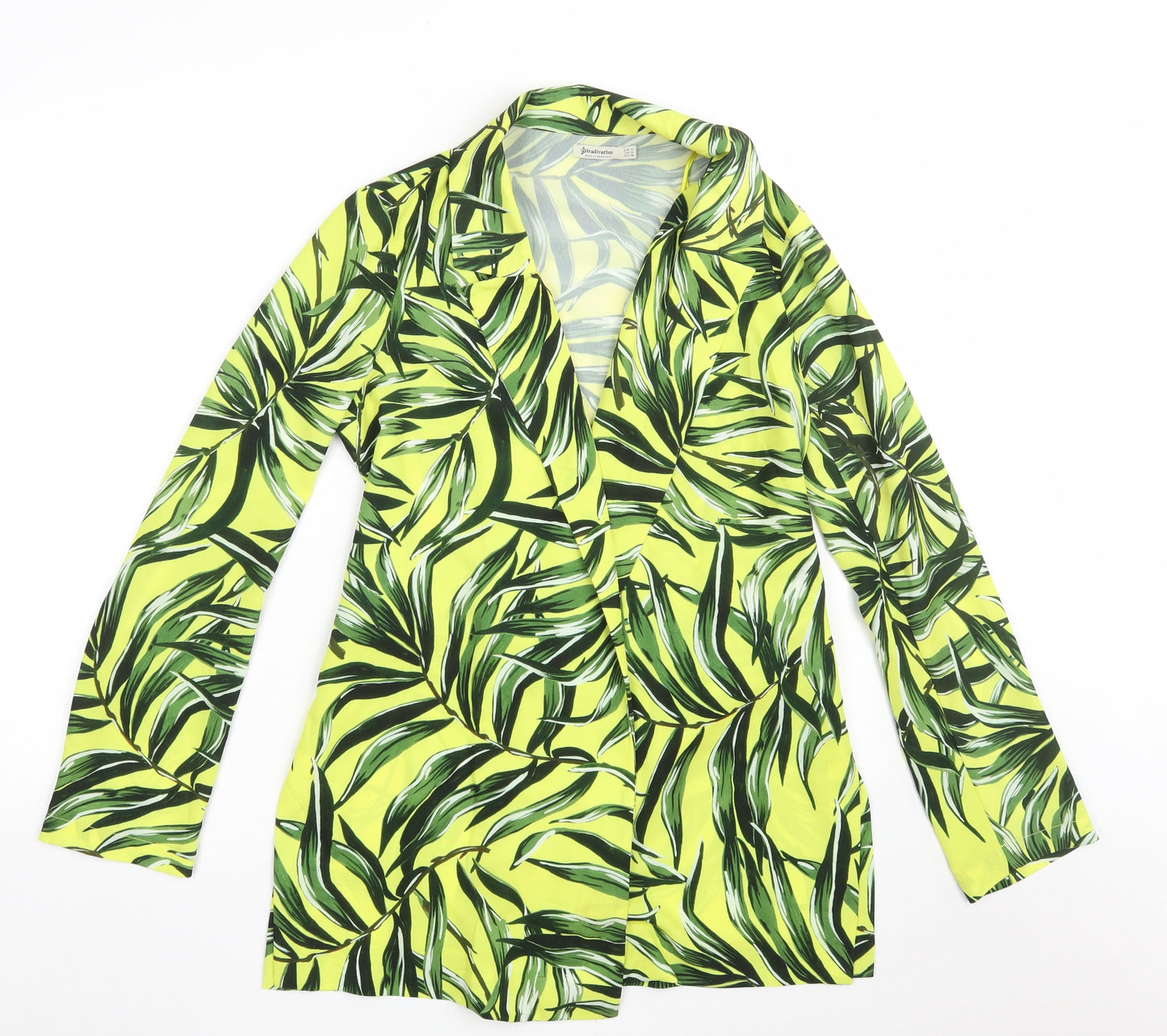 Stradivarius Womens Yellow Floral Polyester Jacket Dress  Size M  V-Neck