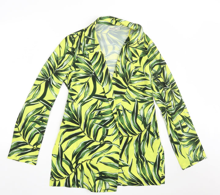 Stradivarius Womens Yellow Floral Polyester Jacket Dress  Size M  V-Neck
