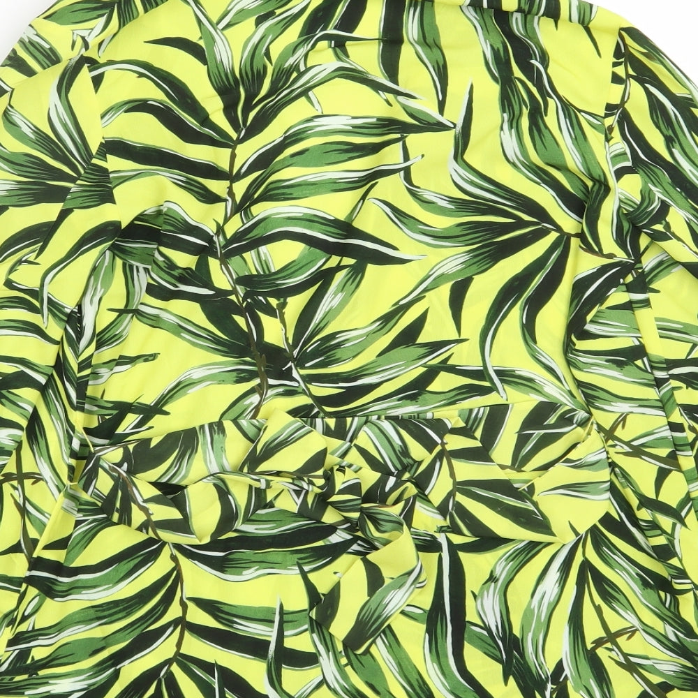 Stradivarius Womens Yellow Floral Polyester Jacket Dress  Size M  V-Neck