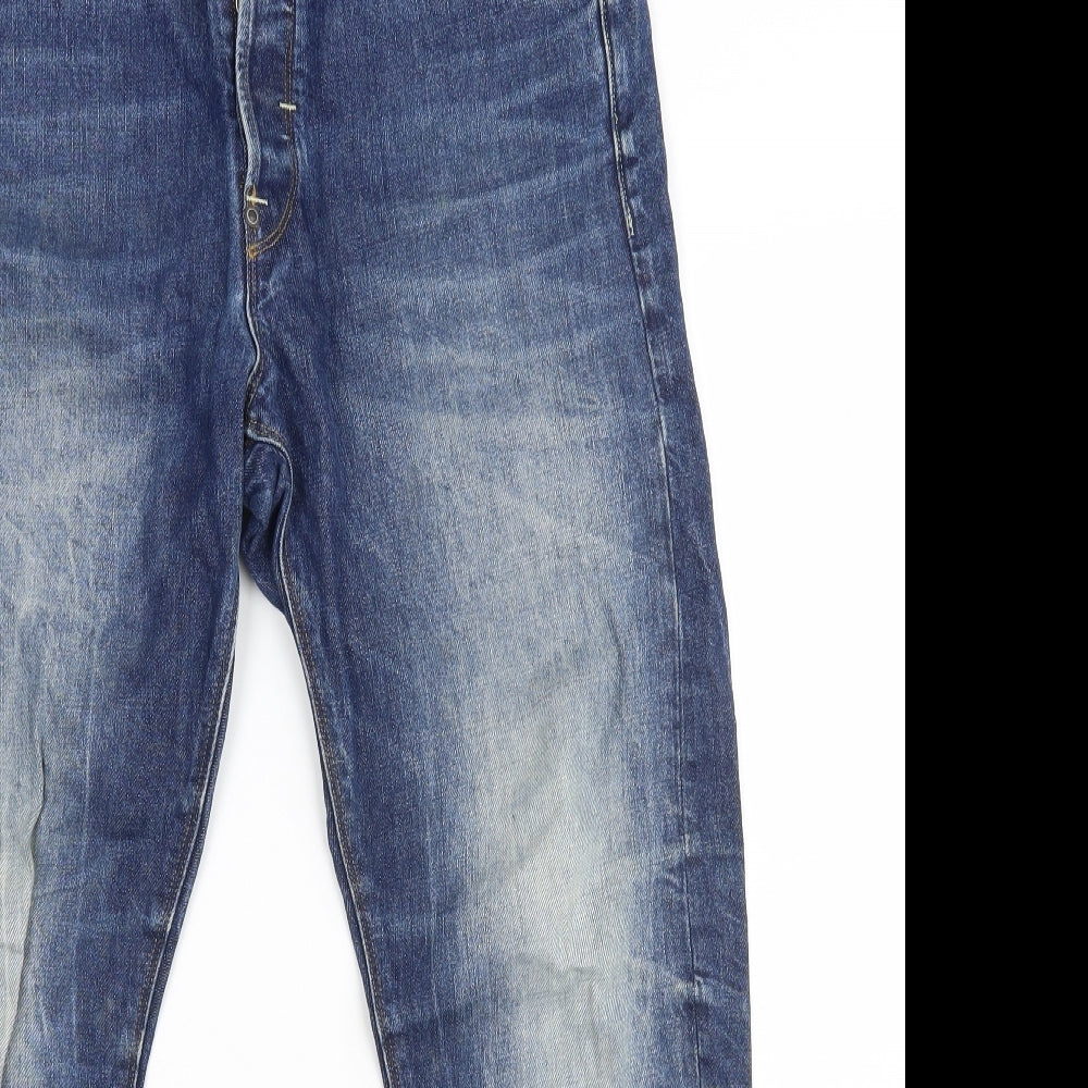 G-Star Mens Blue  Cotton Tapered Jeans Size 34 in L30 in Regular Button