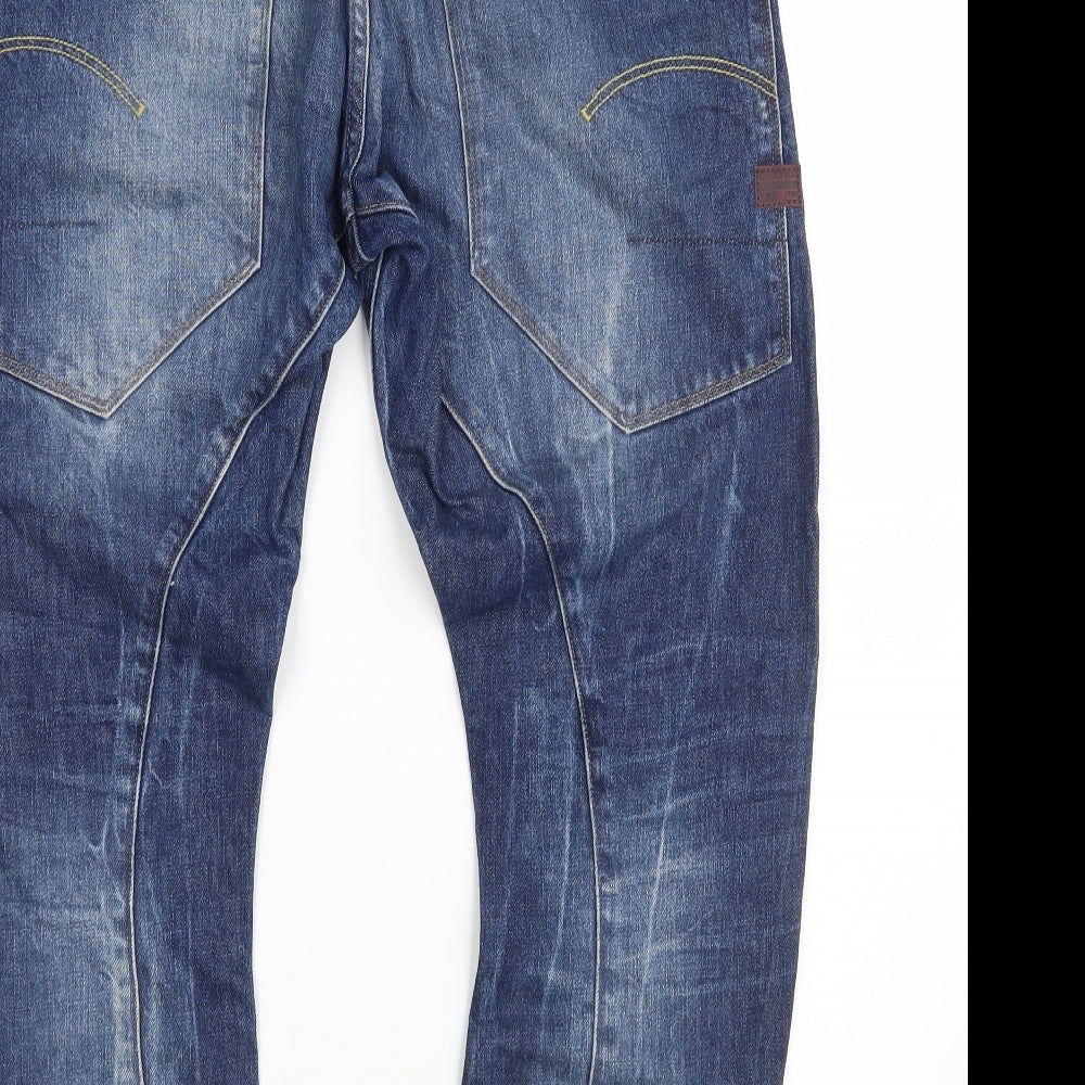 G-Star Mens Blue  Cotton Tapered Jeans Size 34 in L30 in Regular Button