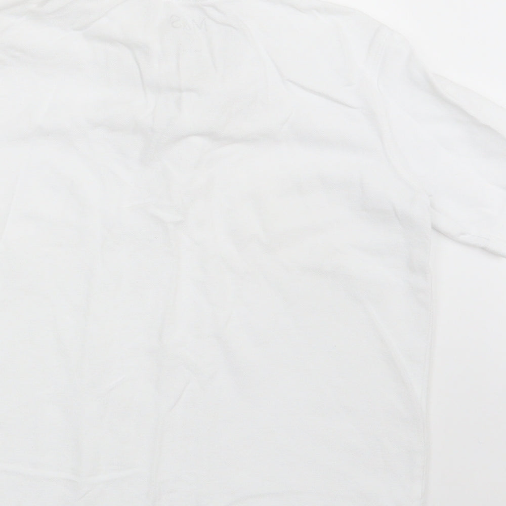 Marks and Spencer Boys White  100% Cotton Pullover Polo Size 7-8 Years Collared Button