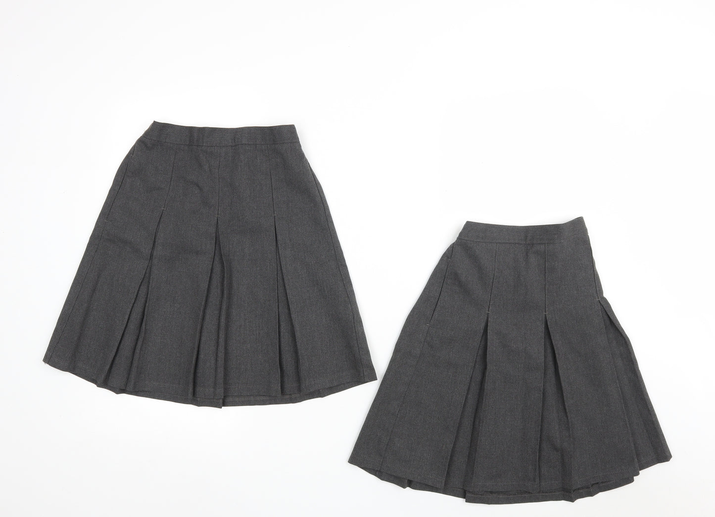 Marks and Spencer Girls Grey  Polyester Pleated Skirt Size 9-10 Years  Regular  - 2-Pieces Set