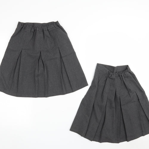 Marks and Spencer Girls Grey  Polyester Pleated Skirt Size 9-10 Years  Regular  - 2-Pieces Set