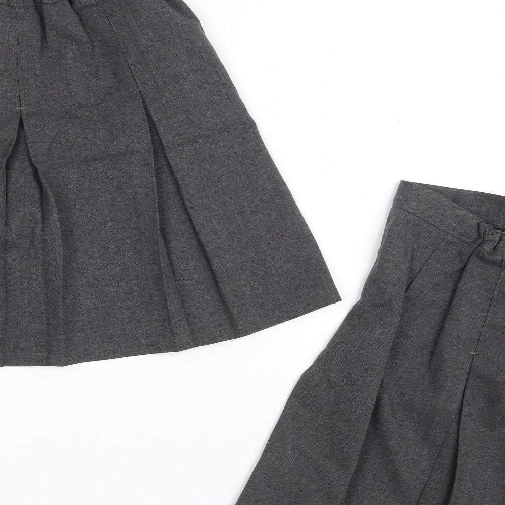 Marks and Spencer Girls Grey  Polyester Pleated Skirt Size 9-10 Years  Regular  - 2-Pieces Set