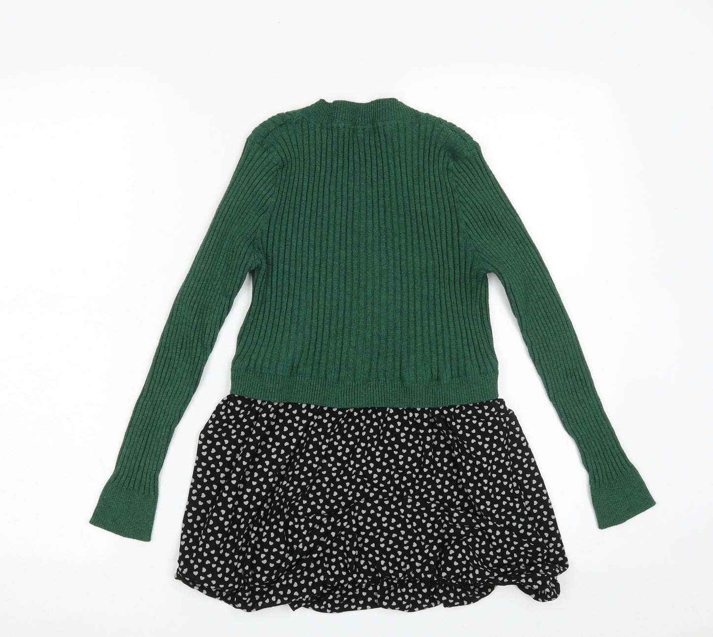 MODA VELA Womens Green Geometric Polyester Jumper Dress  Size S  Square Neck