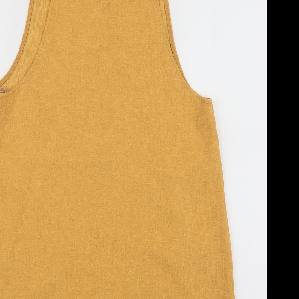 New Look Womens Yellow  Polyester Pinafore/Dungaree Dress  Size 10  Round Neck Pullover