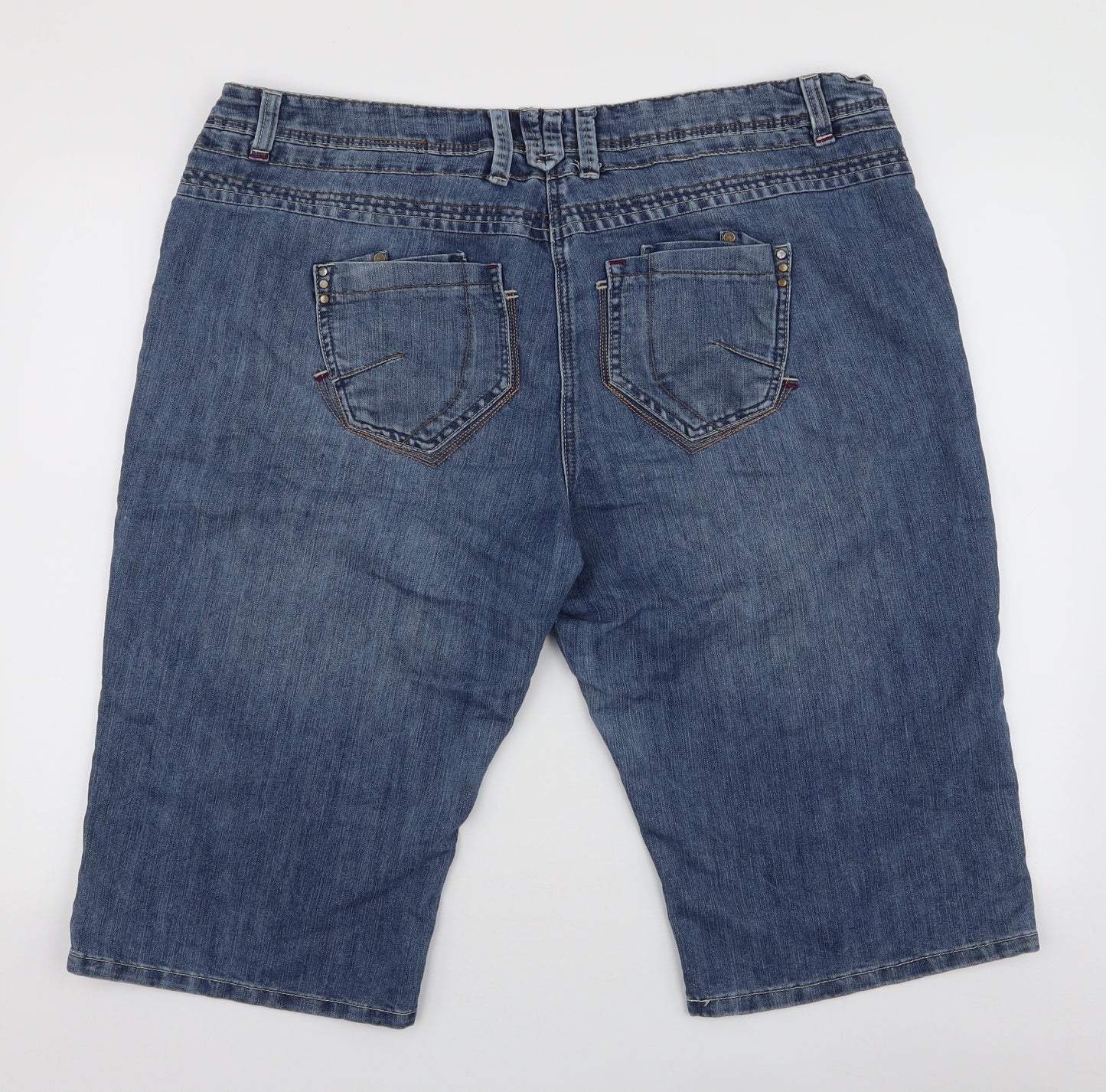 TU Womens Blue  Cotton Cargo Shorts Size 22 L15 in Regular Zip