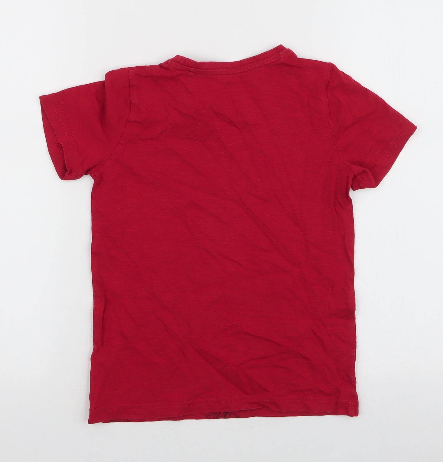TU Boys Red  100% Cotton Jersey T-Shirt Size 7 Years Round Neck Pullover - Dinosaur
