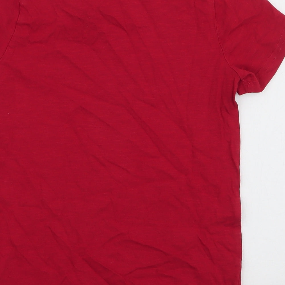 TU Boys Red  100% Cotton Jersey T-Shirt Size 7 Years Round Neck Pullover - Dinosaur