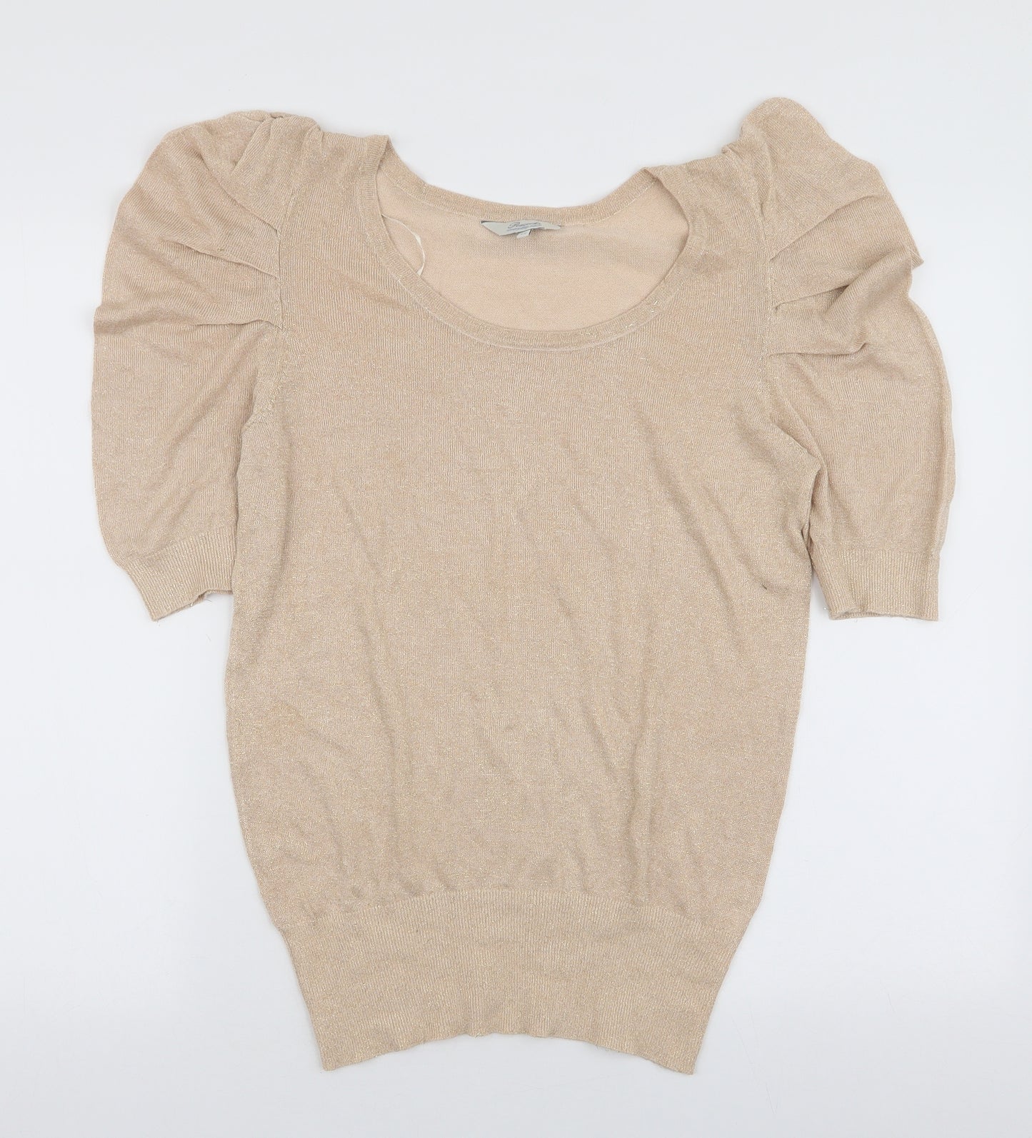 Peacocks Womens Gold Round Neck  Viscose Pullover Jumper Size 12