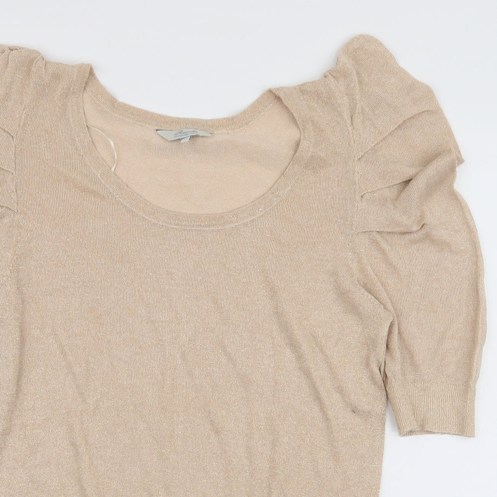 Peacocks Womens Gold Round Neck  Viscose Pullover Jumper Size 12