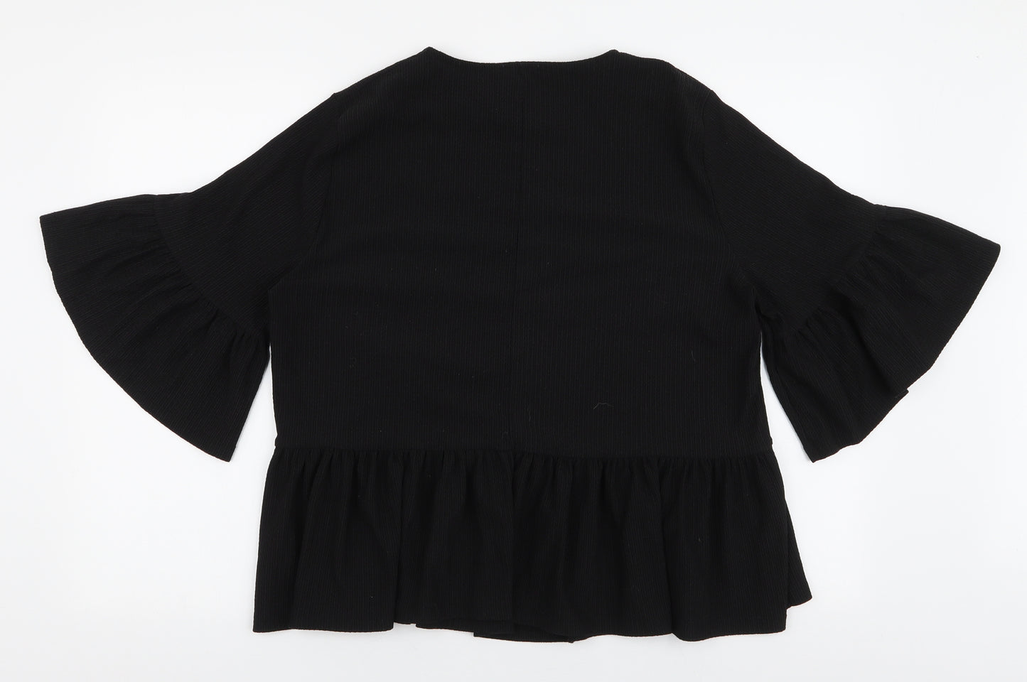 New Look Womens Black  Polyester Basic Blouse Size 10 Round Neck - Peplum