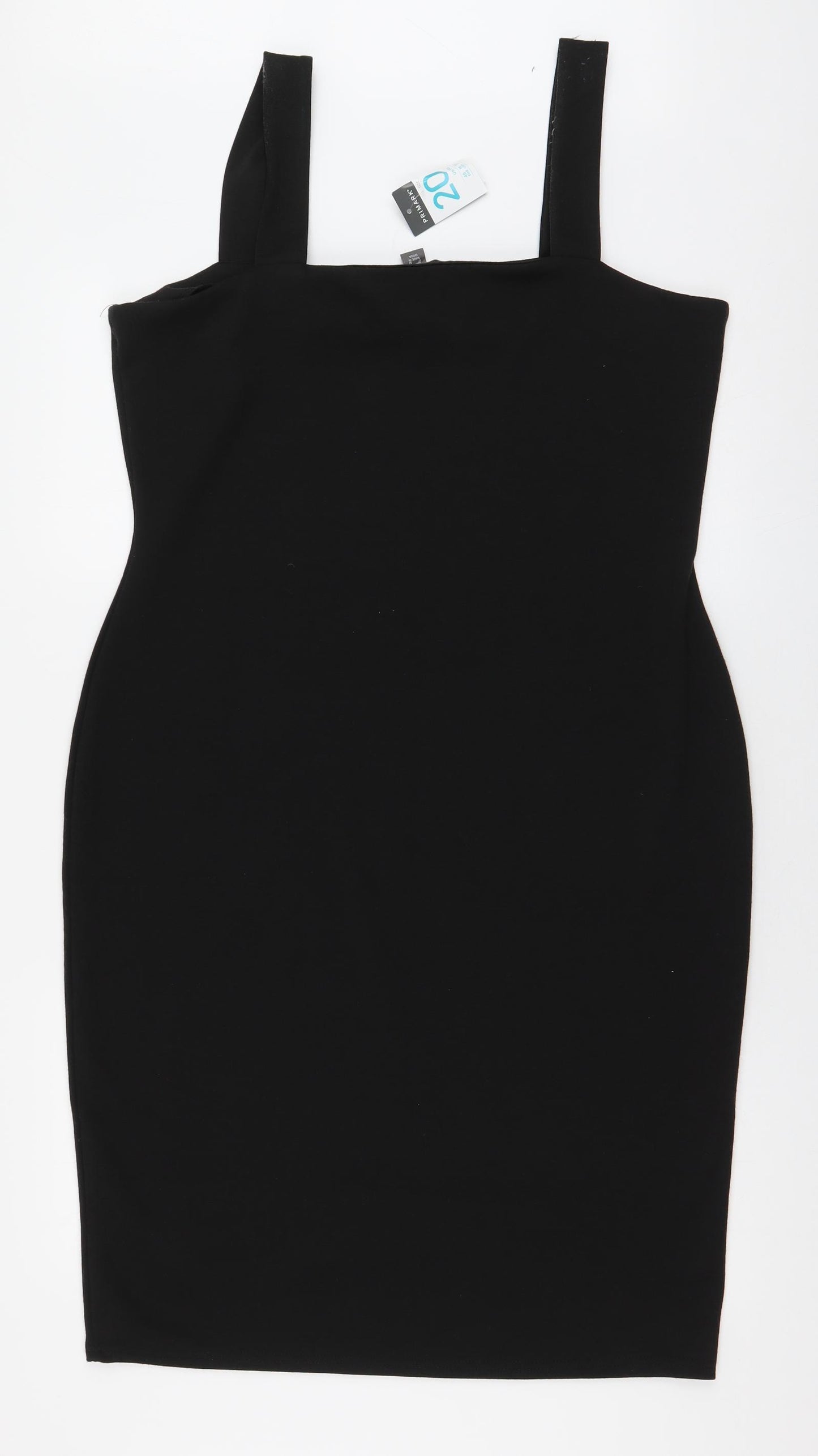 Primark Womens Black  Polyester Pencil Dress  Size 20  Square Neck Pullover