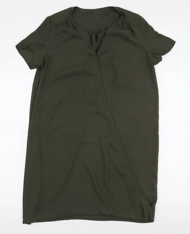 New Look Womens Green Polyester A-Line Size 8 V-Neck Pullover