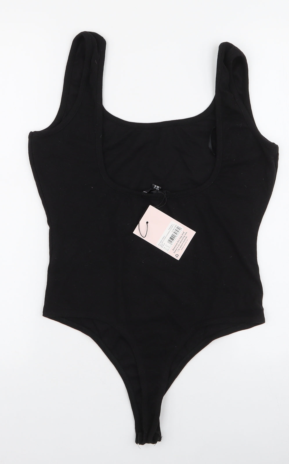 Missguided Womens Black  Polyester Bodysuit One-Piece Size 14  Snap