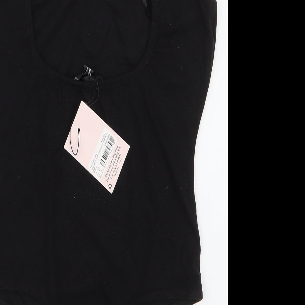 Missguided Womens Black  Polyester Bodysuit One-Piece Size 14  Snap