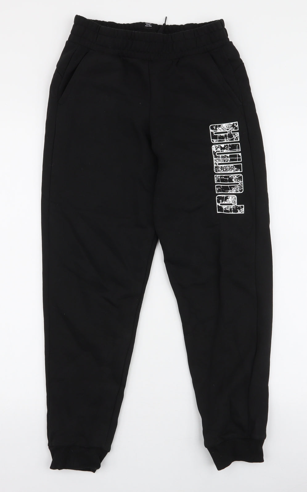 PUMA Girls Black  Polyester Jogger Trousers Size 11-12 Years  Slim Drawstring