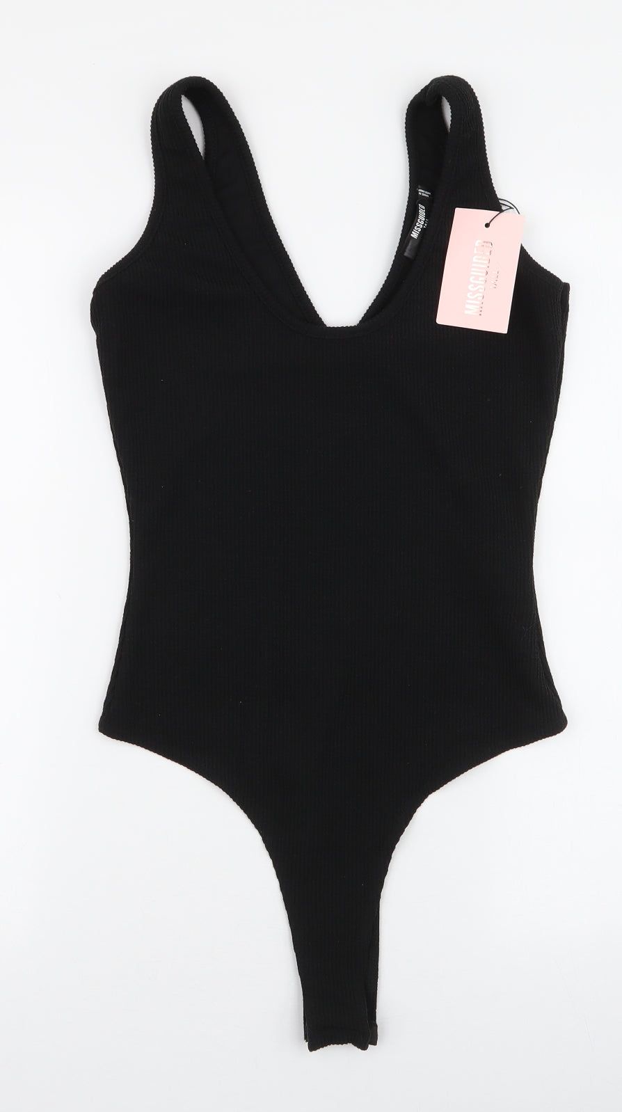 Missguided Womens Black  Polyester Bodysuit One-Piece Size 14  Snap