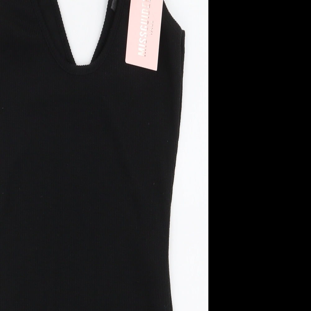 Missguided Womens Black  Polyester Bodysuit One-Piece Size 14  Snap