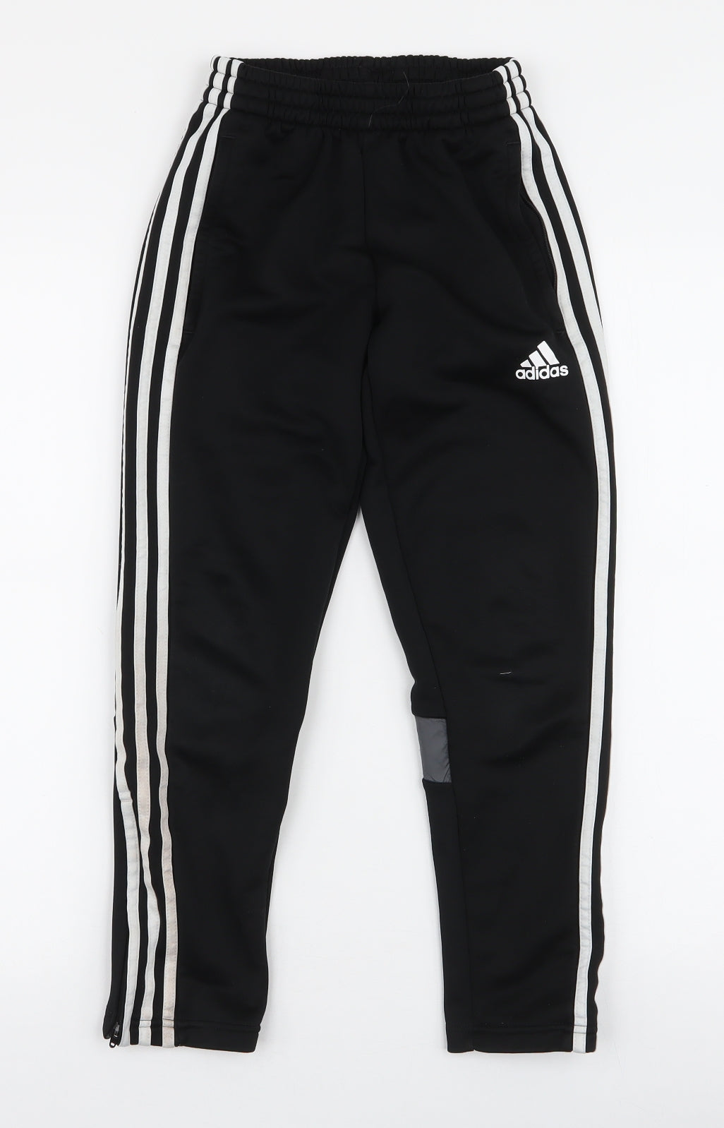 adidas Boys Black Striped Polyester Jogger Trousers Size 9-10 Years  Slim Pullover