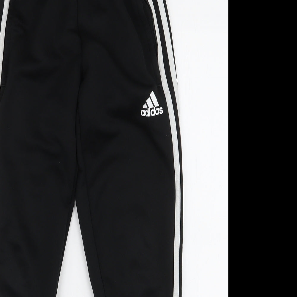 adidas Boys Black Striped Polyester Jogger Trousers Size 9-10 Years  Slim Pullover