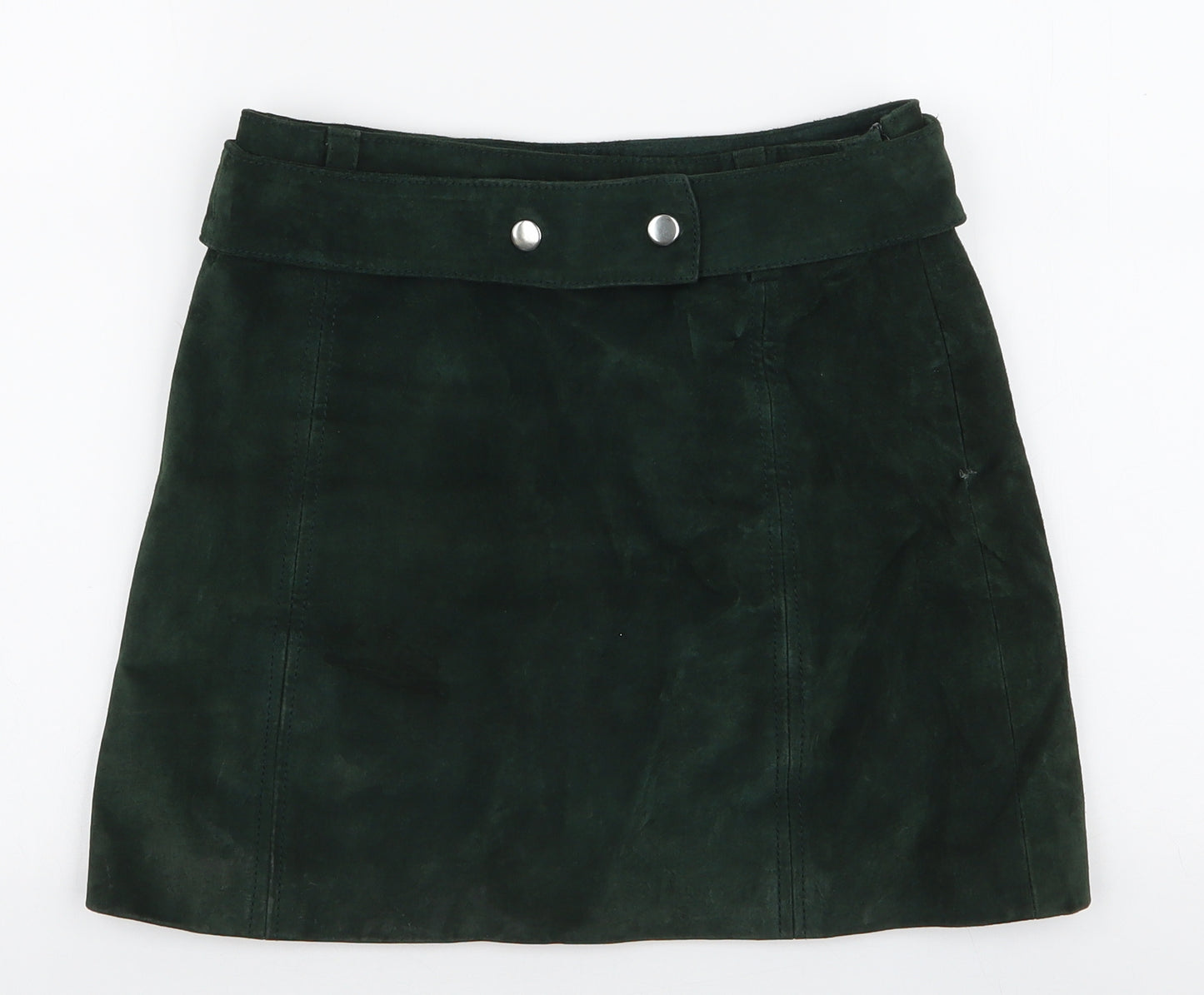 Zara Womens Green  Polyester A-Line Skirt Size XS   Zip