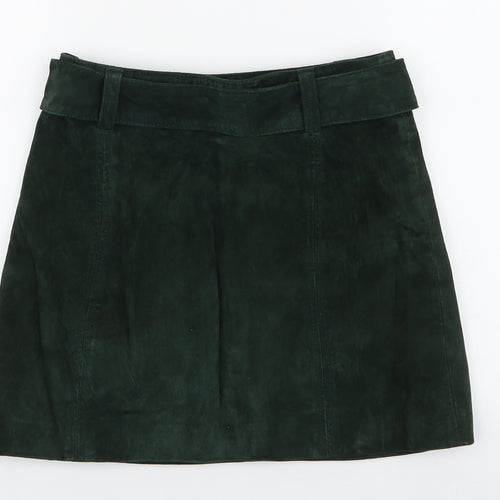 Zara Womens Green  Polyester A-Line Skirt Size XS   Zip