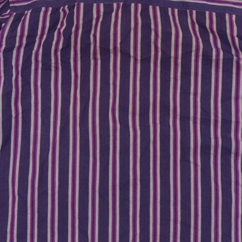 NEXT Mens Purple Striped Cotton  Button-Up Size L Collared Button