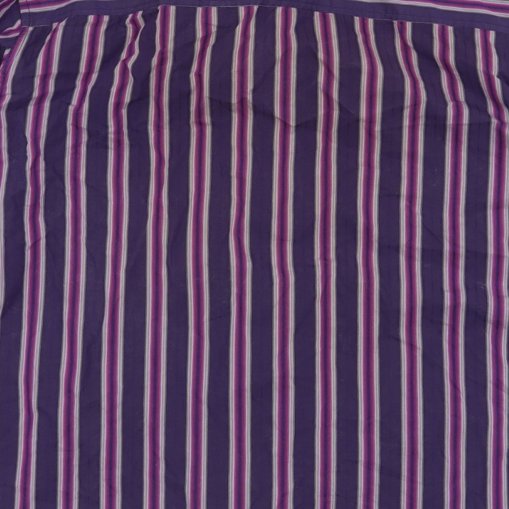 NEXT Mens Purple Striped Cotton  Button-Up Size L Collared Button