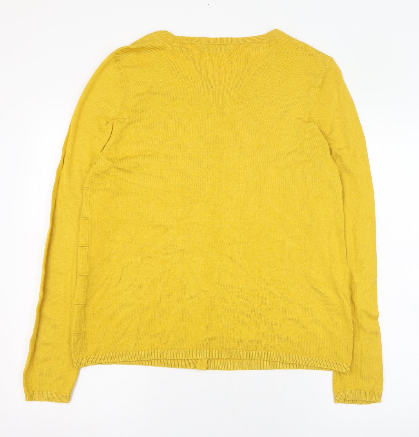 M&Co Womens Yellow Round Neck  Polyester Cardigan Jumper Size 16