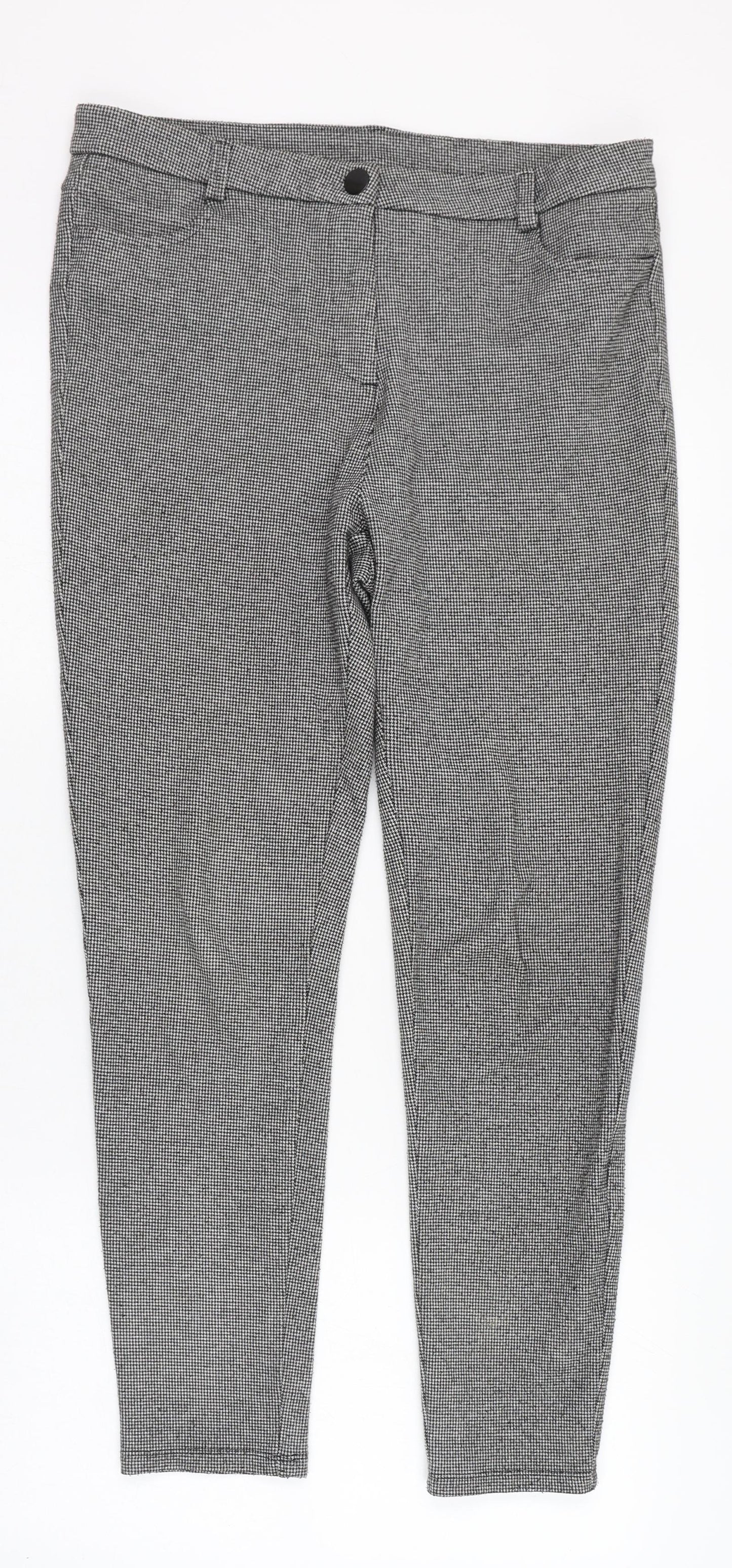 George Womens Black Houndstooth Viscose Jegging Trousers Size 12 L26 in Regular Zip