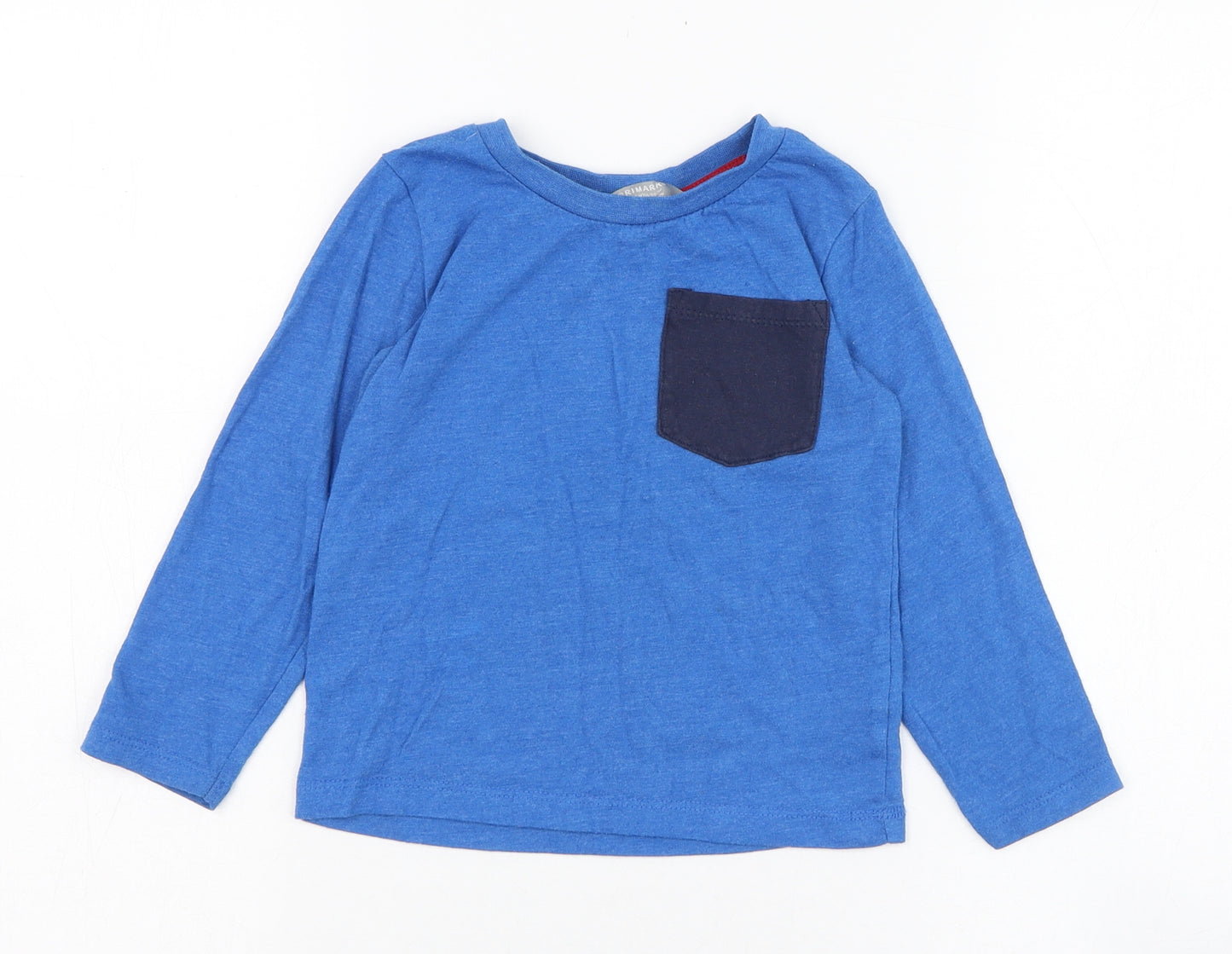 Primark Boys Blue  Cotton Basic T-Shirt Size 24 Months Round Neck Pullover