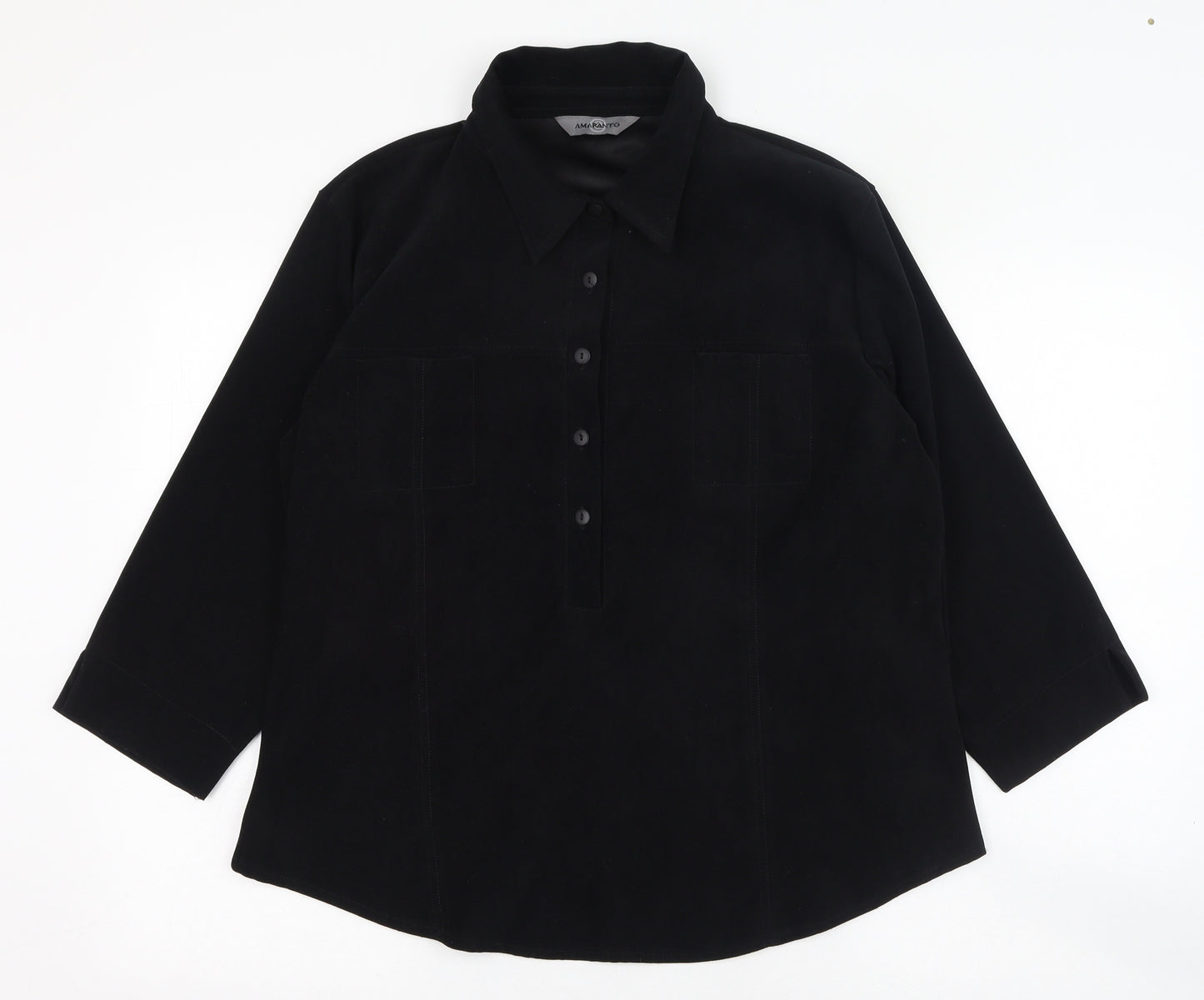 AMARANTO Womens Black  Polyester Basic Blouse Size 20 Collared