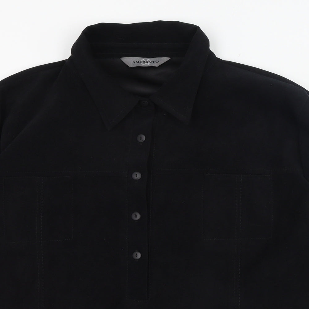 AMARANTO Womens Black  Polyester Basic Blouse Size 20 Collared