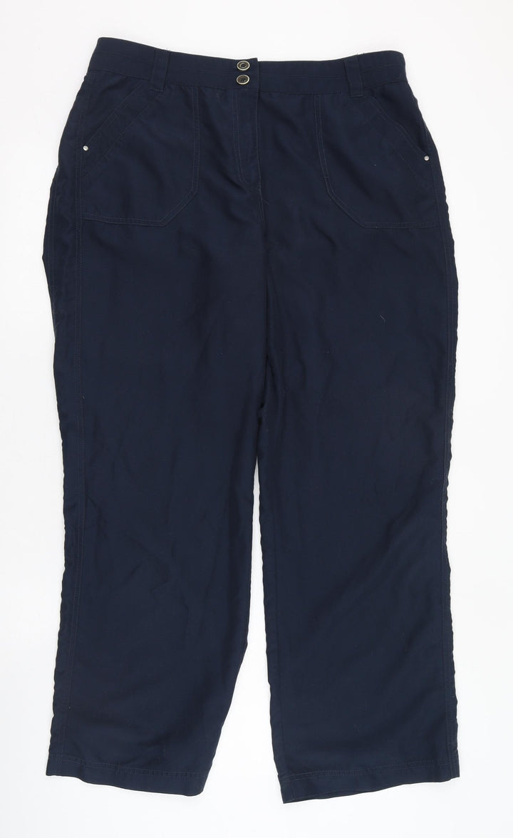 BHS Womens Blue  Polyester Carrot Trousers Size 16 L28 in Regular Zip